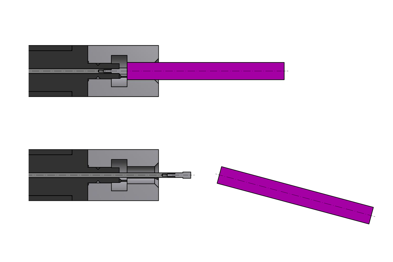 Barre de déchargement avec préhenseur à ressort ou douille de serrage et poussoir d'éjection intégré